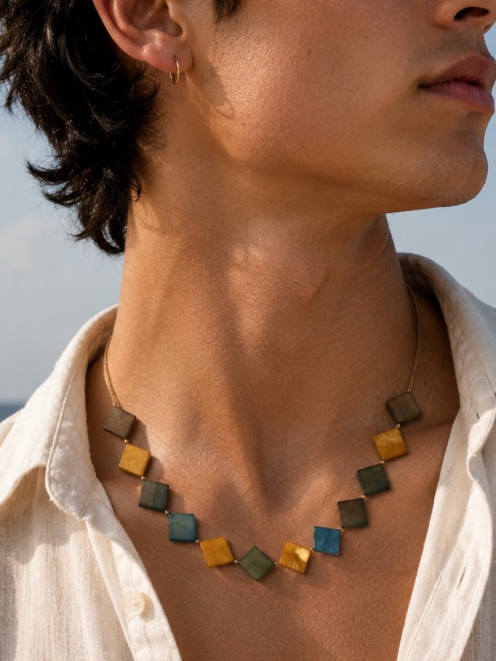Colorful Geometric Shell Necklace | Unisex Statement Jewelry